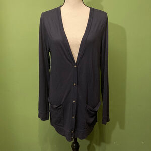 Women's J.CREW Navy V-Neck Button-Front Cardigan M